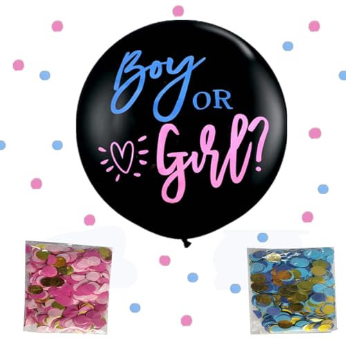 Schwarz Gender Reveal Ballon -36 Zoll Großer Boy or Girl Ballon Mit Rosa und Blauem Konfetti, for Baby Party wie Baby Shower Oder Geschlechtsankündigungen…