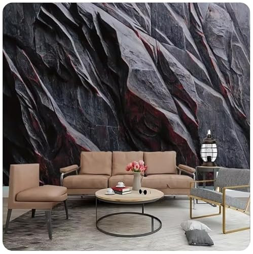 Photo Wallpaper Black Rock Non-Woven Wallpaper Living Room Bedroom Decoration Murals Modern Wall Decoration 350Cm(W) X256Cm(H)