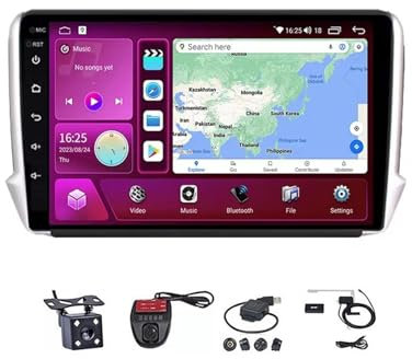 Autoradio Android 9 Pollice Video Pollici Hd Touch Multimedia GPS Navigation Dvd Player Radio Collega E Usa Supporto Dab/Controllo Del Volante/Bluetooth/Carplay Per Peugeot 2008 208 Series 2014 - 2018