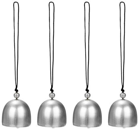 M METERXITY 4er-Pack Hängende Glocken, Kleine Dekorative Glocken Windspiele Vintage Glocke Glöckchen für Weihnachten/Zuhause/Fenster/Garten Dekor, Hängende Glocken Anhänger [Silber, Schwarz]