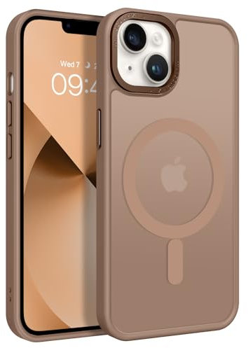 GaoBao Strong Magnetic iPhone 14/13 Case, Slim Fit [MagSafe Compatible] Thin Shockproof Translucent Matte Protective Cover for 6.1 Phone, Brown