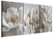 murando - Wandbilder Set 3 tlg Wanddeko Collage 3er 120x60 cm (je 40x60 cm) – Leinwandbild für Wohnzimmer und Schlafzimmer - Harmonie der Natur - weiße Blumen und helle Gräser b-H-10168-b-a