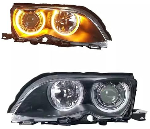 Conjunto Faros Delanteros Laterales para BMW E46 Señal De Giro DRL 2002-2005 Luz De Circulación Diurna Ojo De Ángel para Coche Lámpara Frontal Modificada Conjunto De Faros Faros Delanteros