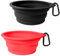 PetBonus 2-Pack Large Silicone Collapsible Dog Bowls, 34oz/1000ml BPA Free Portable Foldable Travel Bowl for Pet Cat, Food Water Feeding Dish for Camping with 2 Carabiners (Black, Red)