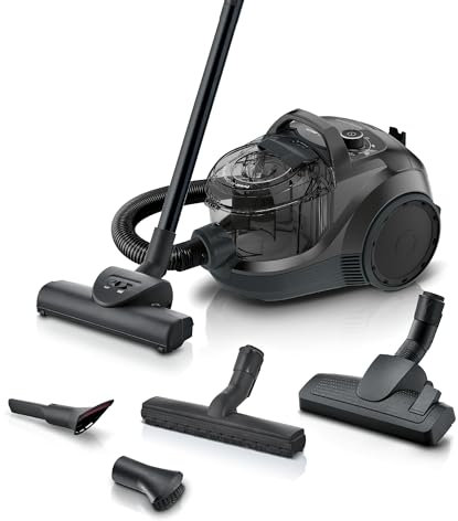 Bosch Staubsauger beutellos Serie 4 BGD21BA3T, Hygiene-Filter, 10 Jahre Motorgarantie, für Parkett, Teppich, Fliesen, Hartbodendüse, Turbodüse, hohe Saugkraft, kompakt, 750 W, schwarz