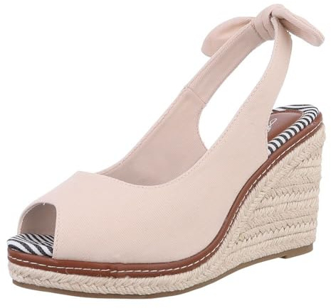Ital Design Damenschuhe Sandalen & Sandaletten Keilsandaletten, S-22-, Textil, Beige, Gr. 38