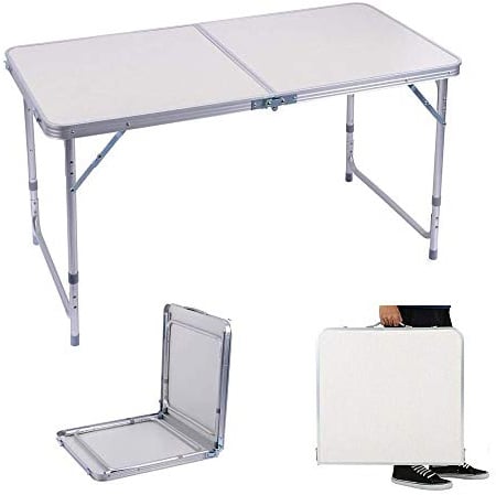 Exquisiter Klapptisch, Klappbarer Campingtisch, leichter tragbarer 4-Fuß-Tisch für Picknicks, Partys, Grillabende, höhenverstellbarer Esstisch für drinnen und draußen, ideal zum Schreiben und Lernen 1