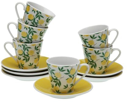 SET 6 TAZAS CAFE CON PLATO LEMONS