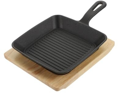 Mikinona 1 Juego sartén inducción saburral bandeja freír antiadherente cuadrado Tortita cocinando departamento plato chisporroteante sartenes cacerola madera Negro