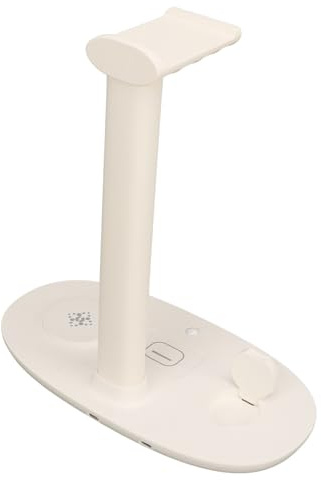 4 in 1 Headset -Ständer mit 15 -W drahtloses Ladegerät, Kopfhörerladestation für, IWatch, Qi Telefone Lernraum, Schlafzimmer Weiß (White)