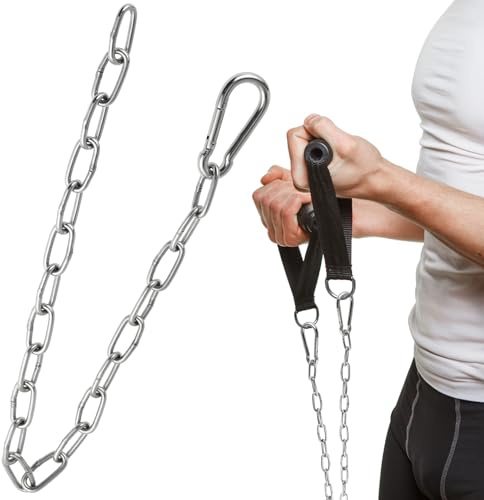 Supvox Fitnessgeräte Griffzubehör für Kabelzug, Eisen, Silber | Verlängerungskette für Heimtraining, Zubehör für Seilzugsysteme, für Oberkörper und Kraftübungen