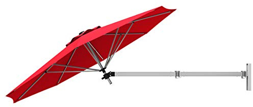 GOPLUS Sombrilla de Pared Ø250 cm, Parasol Ajustable para Exterior, Paraguas Plegable y Inclinable, Sombrilla Impermeable con Protección Solar, para Jardín, Terraza, Patio, Balcón