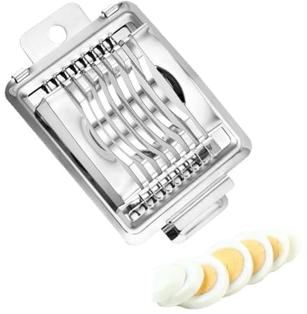 Shirene Egg Slicer,Gourmet Egg Slicer Made Polished Stainless Steel with Serrated Blade & Sturdy Cutting Tool for Boiled Eggs, Fruits, and Soft Foods