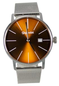 Gigandet Armbanduhr Quarz Herren Edelstahl Silber Braun Datum G42-025