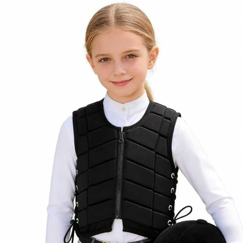 Kduplily Horse Riding Vest Kids Girls Equestrian Safety Vest Youth Children's Protector Horseback Riding Padded Competition Protection (US, Alpha, Small, Regular, Black)