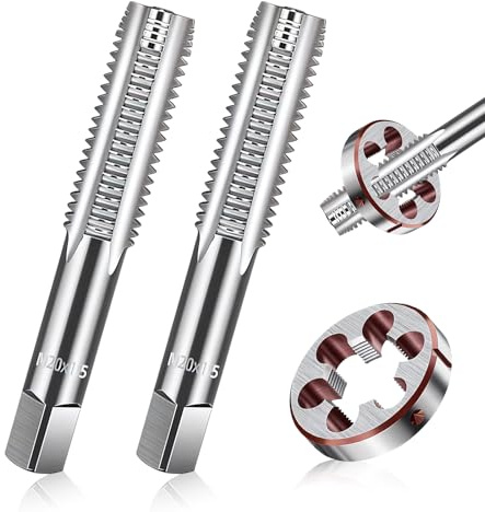 2 stück Metrisch Gewindeschneider und 1 stück Gewindeschneideisen, M20 X 1,5mm HSS Gewindebohrer Schneideisen Set Rechtsgewinde Feingewinde Schneider für Metrische Innen und Außengewinde