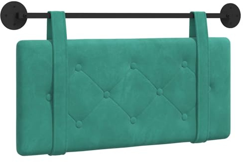 vidaXL Hängendes Kopfteil Türkis Samt, Moderner rechteckiger Wand-Headboard aus Samt, bezogen mit Bändern, Knopfsteppung für entspannende Schlafzimmer-Deko