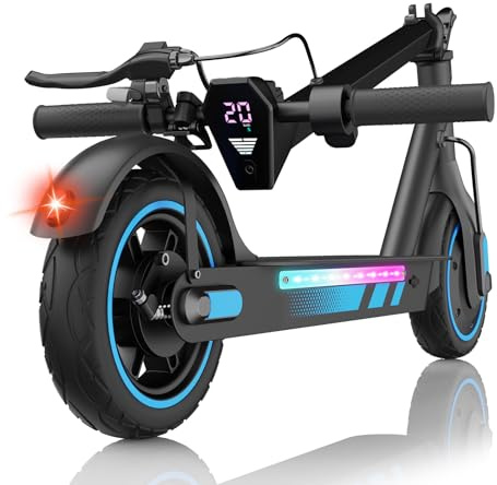 Electric Scooter, 10 Pneumatic Tires, Powerful 500W Motor, Max Speed 25KM/H, 10.5/15Ah Battery and 35/45KM Max Range, Double Braking, APP Control, Foldable E Scooter for Adult