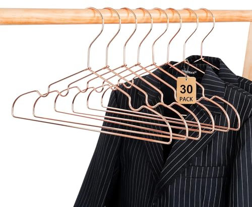 Koobay Top 31,8 cm Rose Kupfer Stahl Gold glänzend Draht Kleiderbügel rutschfeste Schultern für Shirts, Mantel, Hosen Speicherung und Display Gold
