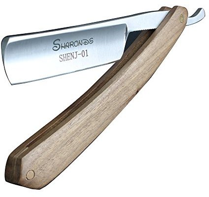 Blaireau de rasage pour homme Rasoir avec boîte Manuel Classique Manche en bois Rasoir de barbier (Marron)