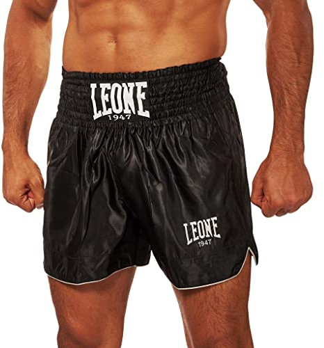 LEONE 1947, Einfache Kick-Thai-Shorts, Unisex-Erwachsene, Schwarz, M, AB766