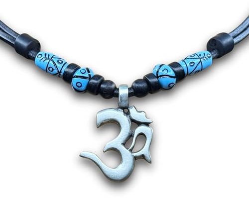 HANA LIMA Surferkette Om Shiva Buddha Indien Halskette Lederkette Surferhalskette