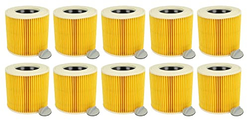 vhbw 10x Faltenfilter kompatibel mit TackLife PVC05B, PVC01B Staubsauger - Patronenfilter Gelb