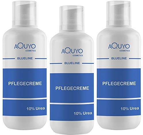 Blueline 10% Urea Creme für sehr trockene Haut (3x 500ml) | Körpercreme bei Psoriasis oder Neurodermitis, Pflegecreme gegen Juckreiz, Hautpflege für Hautunreinheiten und Ausschlag