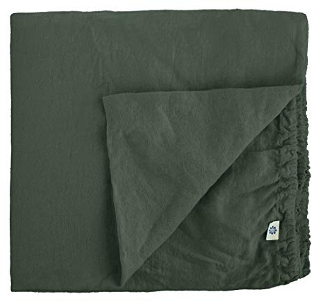 Linen & Cotton Weicher Griff Spannbettlaken Spannbetttuch Bettlaken mit Gummizug Alicia - 100% Leinen Gewaschen, Holzkohle Grau (140 x 200 cm) Laken Leintuch Betttuch Bettwäsche Bett Doppelbett Sommer