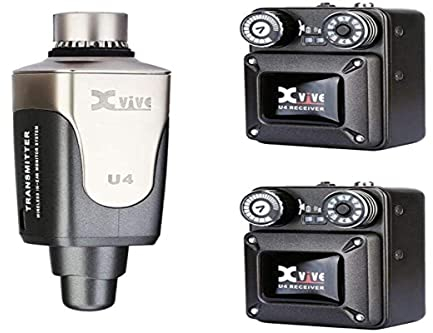 Xvive U4R2 Wireless In Ear Monitor, Sistema inalámbrico Profesional para monitorización de Auriculares in-Ear, Compuesto por 1 emisor y 2 Receptor