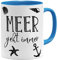 OM3® Meer geht Immer Kaffee-Tasse | Keramik Becher | 11oz 325ml | Beidseitig Bedruckt | Hellblau