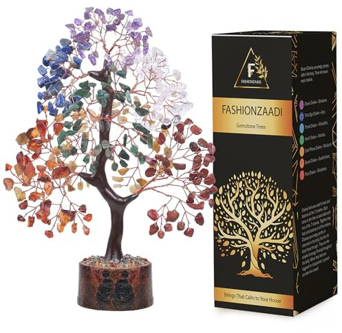 FASHIONZAADI Albero della vita dei sette chakra, di cristallo, bonsai artificiale, decorazione spirituale, cristalli e gemme, per energia positiva, albero feng shui, regali reiki
