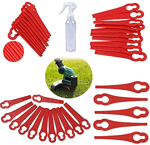 100 Stücke Rasentrimmer Messer Kunststoff Kunststoffmesser Ersatzmesser für Rasentrimmer Florabest FRTA 20 A1 FAT 18B2 FAT 18B3 Zubehör, Kleines Loch 5mm, großes Loch 10mm (100 Stücke)