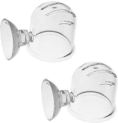 EMSea 2X Aquarium Mangeoire à vers 1mm Réservoir de Poissons à Crevettes en Saumure Cristal Verre Plante Alimentation Tasse avec Ventouses Transparent