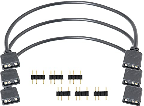 SJZBIN 3pcs Micro Connector Addressable RGB Extension Cable 30cm Black RGB Strip 3Pin Extension Adapter