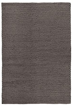 Qiyano Teppich Naturfaser Wolle - Geflochten Zopfmuster im Hygge Wohntrend, Skandinavisch, Boho, Modern, Einfarbig, anthrazit - Wohnzimmer, Schlafzimmer, Büro - Farbe: Grau, Größe: 80 x 150 cm