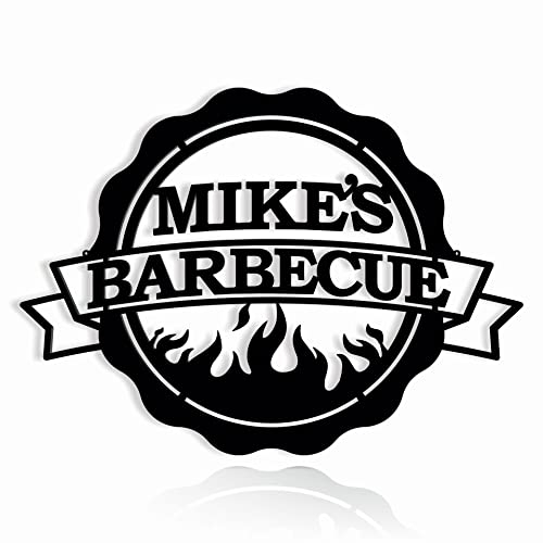 Letrero de pared de metal con nombre personalizado, Idea de Regalo para padre, Decoración de Cocina y Hogar, patio, parrilla, Cartel montado la pared, Zona de Barbacoa, porche, BBQ, jardín, exterior