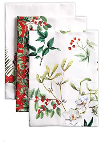Maison d' Hermine Noel 100% Baumwolle Set von 3 Multi-Purpose Küchenhandtuch | Bar Handtücher | Thanksgiving/Weihnachten (50cm X 70cm)