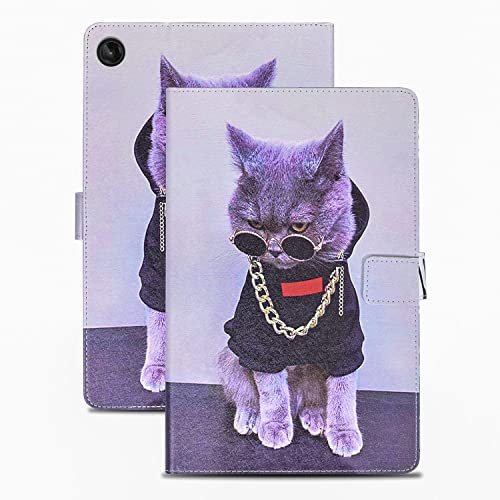 Rostsant Funda Lenovo M10 Plus 3rd Gen 10.6 PU Caso de Cuero Funda Lenovo M10 3 Gen 10.6 Tipo Cartera Carcasa para Lenovo Tab M10 3ª Generación 2022 10.6 Pulgada - Gato Genial