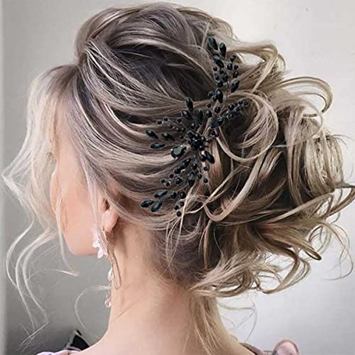 Bufenia Schwarz Strass Braut Haarteile Hochzeit Haarnadeln Haarschmuck für Frauen und Mädchen