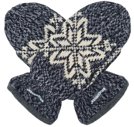 BRUCERIVER Herren Strickhandschuhe Schneeflocke | Warme Fleecefütterung