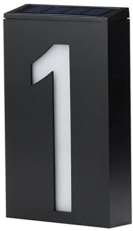 Natudeco LED Solar House Number Light Illuminated Outdoor Plaques Wall Art Address Plate for House Hotel Store Yard Street Garage Gate(Digital 1)