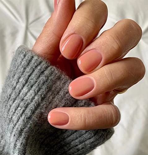 Sethexy Court Carré Naturel Rose Faux ongles Glossy Couleur pure Ongles à coller Collection 24Pcs Acrylique Faux Ongles Autocollants pour femmes et filles