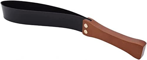 TISVY Flogger de Equitación PU Fusta Profesional de Madera para Entrenamiento Mango Grueso Antideslizante Paleta de Cuero Ecuestre con Azotador Fusta Reutilizable,Black
