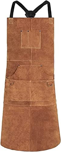 AUGUSE Arbeitsschürze, Werkzeugschürze für Schreiner, Arbeitsschürze Leder Schweißerschürze Hitzebeständige Arbeitsschmiedeschürze for Herren Damen