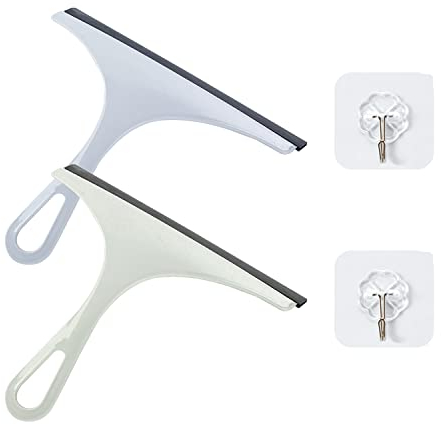 2 limpiaparabrisas de ventana, con 2 ganchos que no dejan marcas, herramienta de limpieza de espejos, limpiaparabrisas multifuncional de cristal de ducha con agujero para colgar, para coche, baño