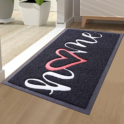Homaxy Felpudo para el hogar exterior e interior, antideslizante, lavable, para puerta de casa, entrada o jardín (44 x 76 cm, negro)