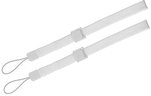 2 x verstellbare Handschlaufe mit Schnallenverschluss, kompatibel mit Nintendo Wii & Wii U Fernbedienung, PSP, PS Vita, Nintendo Switch, Kamera (weiß)