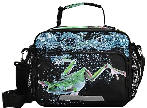 Mnsruu Frosch Tauchen im Wasser Lunchtasche Kinder Isolierte Lunchbox Jungen Mädchen Mittagessen Kühltasche mit Schultergurt Flaschenhalter für Schule Picknick