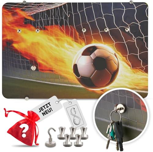 NEU Magnettafel - Ideales Geburtstagsgeschenk für Männer [leicht montierbar] Pinnwand magnetisch - perfekt für Garage Werkstatt oder Partyraum - lustiges Geschenkset - gifts men (Fußball)
